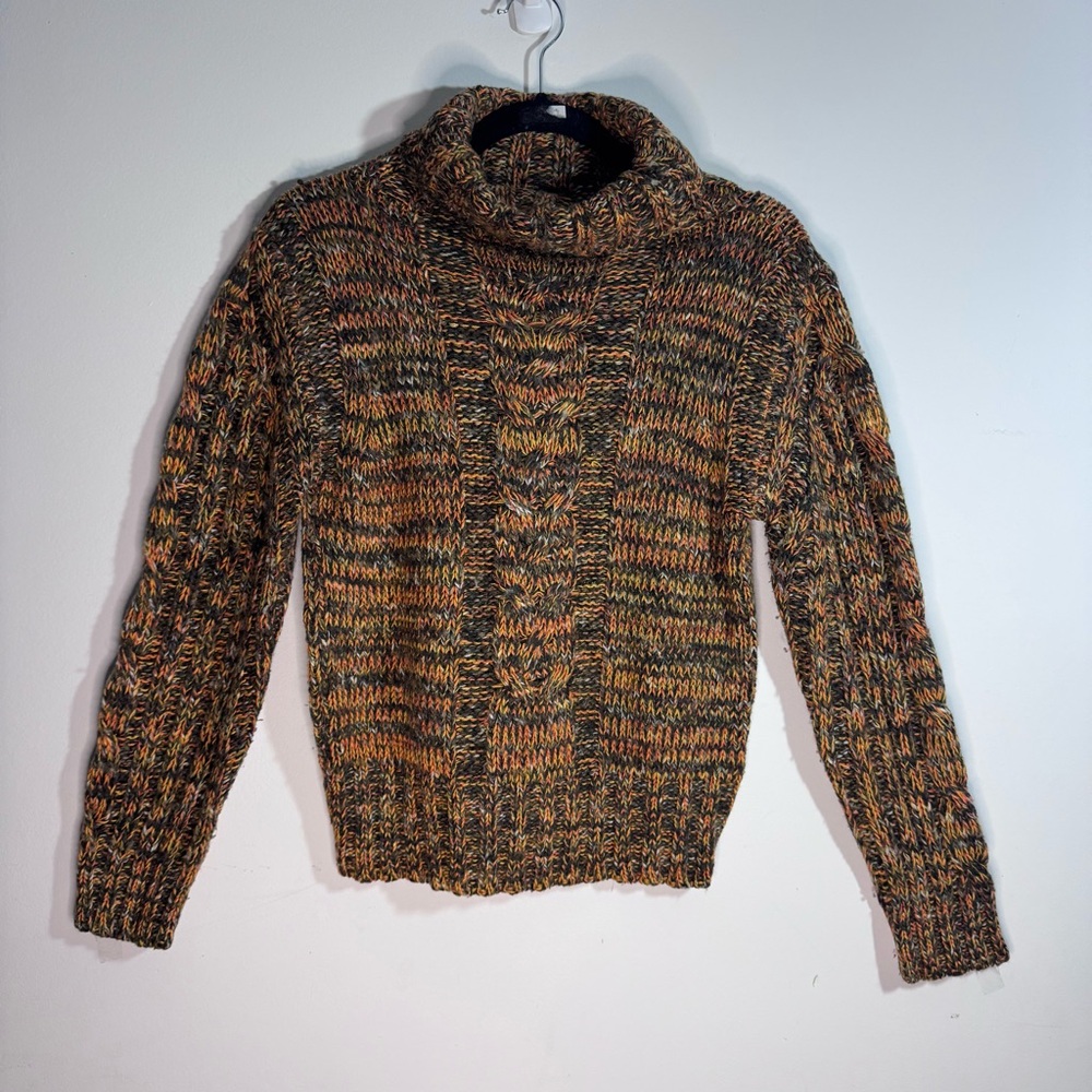 Alessandrini Wool Cable Knit Turtleneck Sweater Chunky Knit Size S